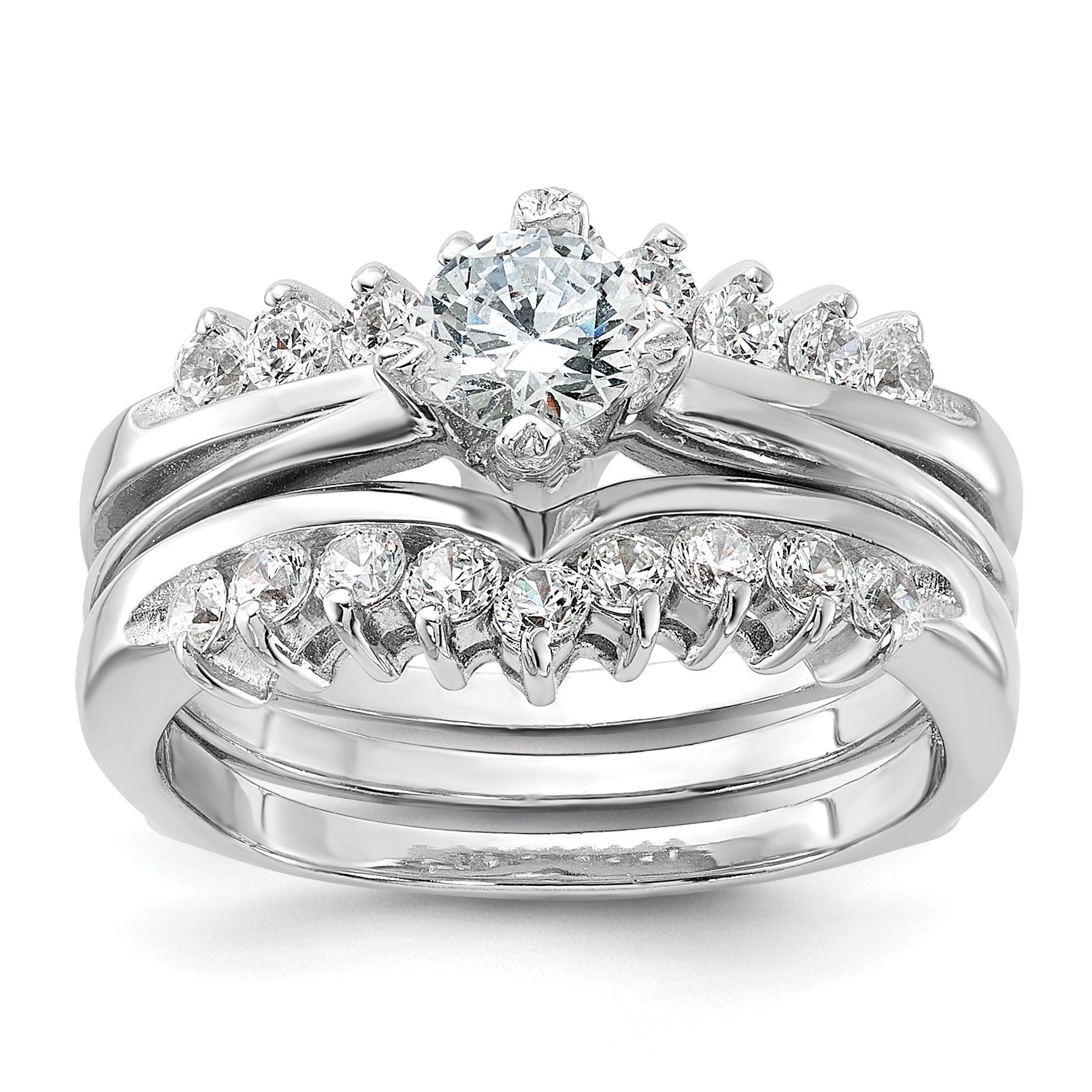 Sterling Silver Rhodium-plated CZ Ring Set (QR986-6)