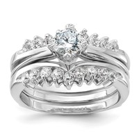 Sterling Silver Rhodium-plated CZ Ring Set view 1