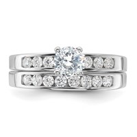 Sterling Silver Rhodium-plated CZ Ring Set view 5