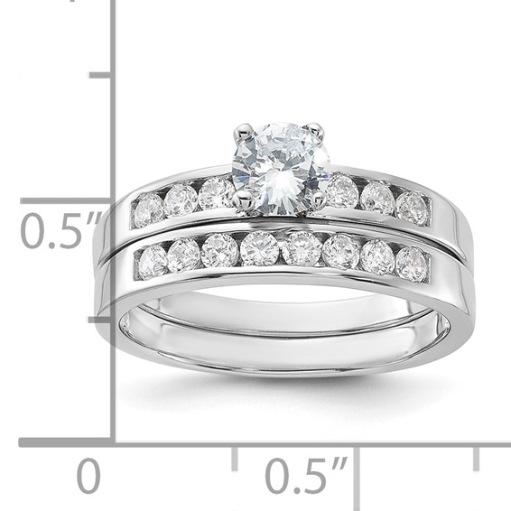 Sterling Silver Rhodium-plated CZ Ring Set