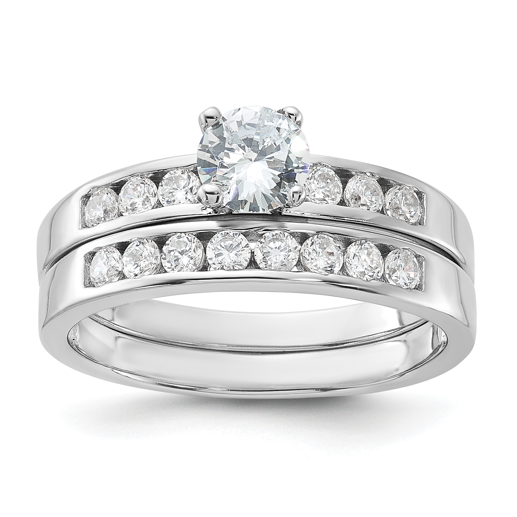 Sterling Silver Rhodium-plated CZ Ring Set (QR987-6)