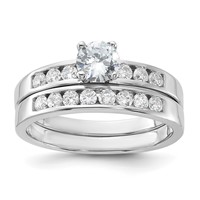 Sterling Silver Rhodium-plated CZ Ring Set view 1