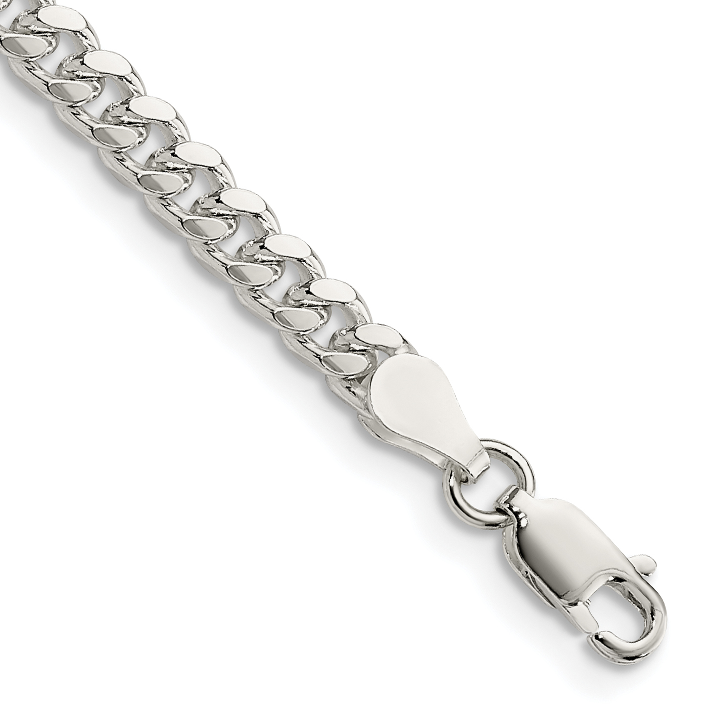 Sterling Silver 4mm Domed w/ Side D/C Curb Chain (QRC120-7)