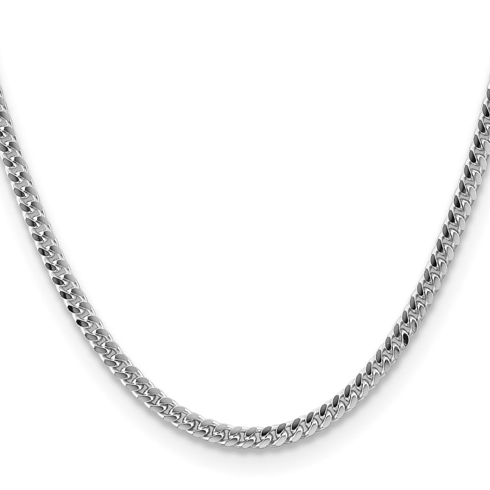 Sterling Silver Rhodium-plated 4mm Domed w/ Side D/C Curb Chain (QRC120R-24)
