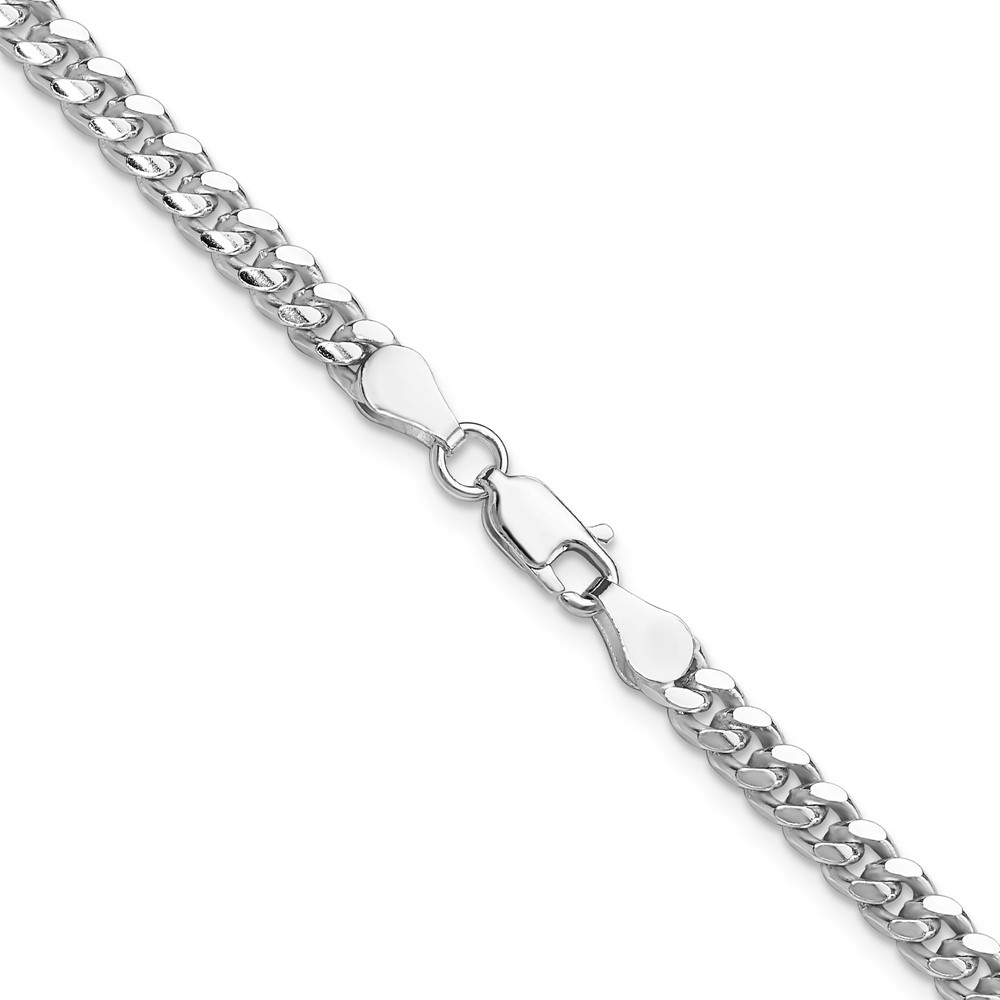Sterling Silver Rhodium-plated 4mm Domed w/ Side D/C Curb Chain (QRC120R-24)