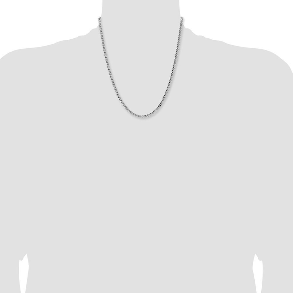 Sterling Silver Rhodium-plated 4mm Domed w/ Side D/C Curb Chain (QRC120R-20)