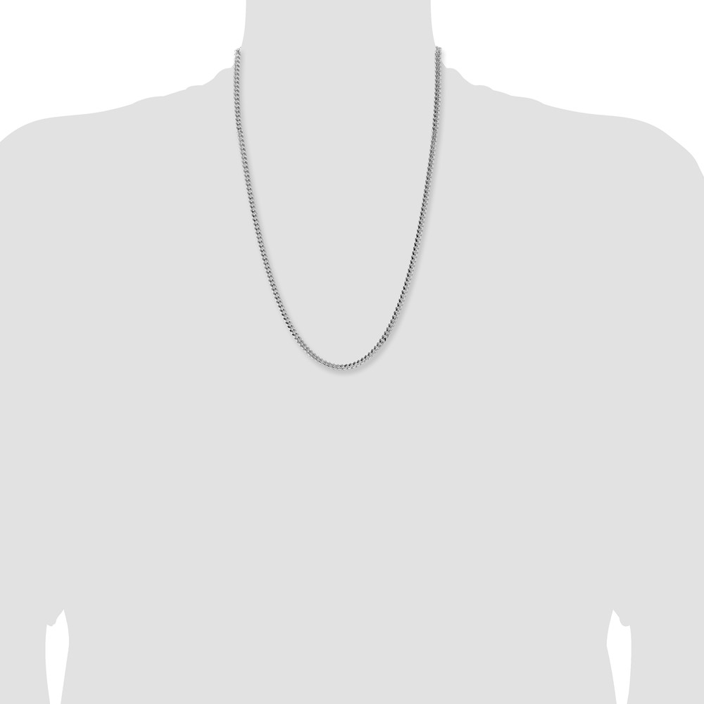 Sterling Silver Rhodium-plated 4mm Domed w/ Side D/C Curb Chain (QRC120R-24)