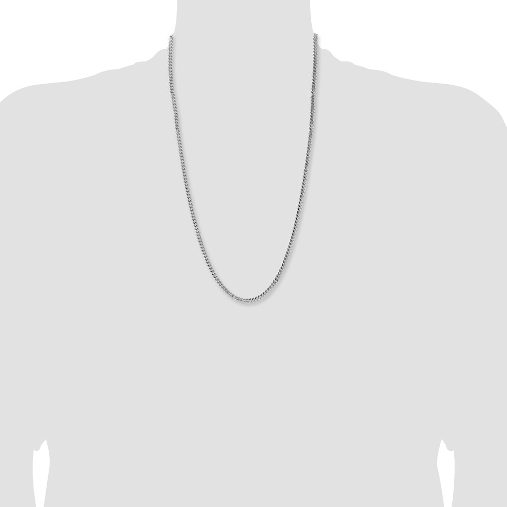 Sterling Silver Rhodium-plated 4mm Domed w/ Side D/C Curb Chain (QRC120R-26)