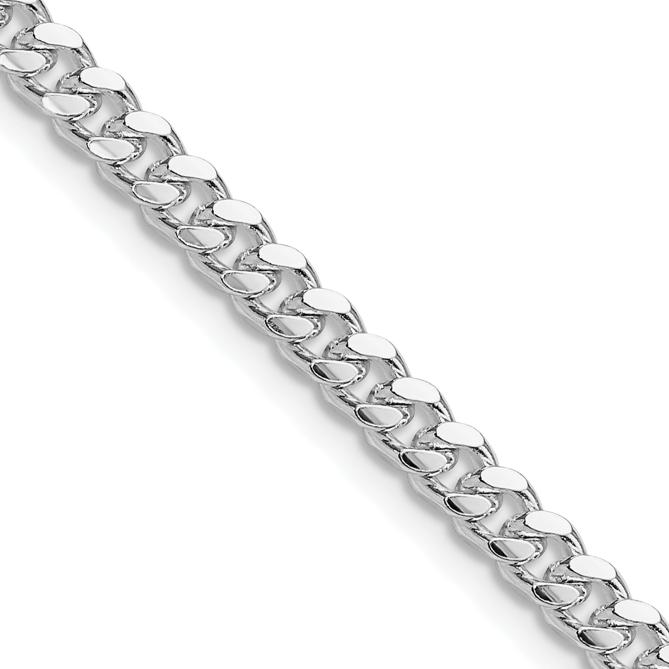 Sterling Silver Rhodium-plated 4mm Domed w/ Side D/C Curb Chain (QRC120R-18)