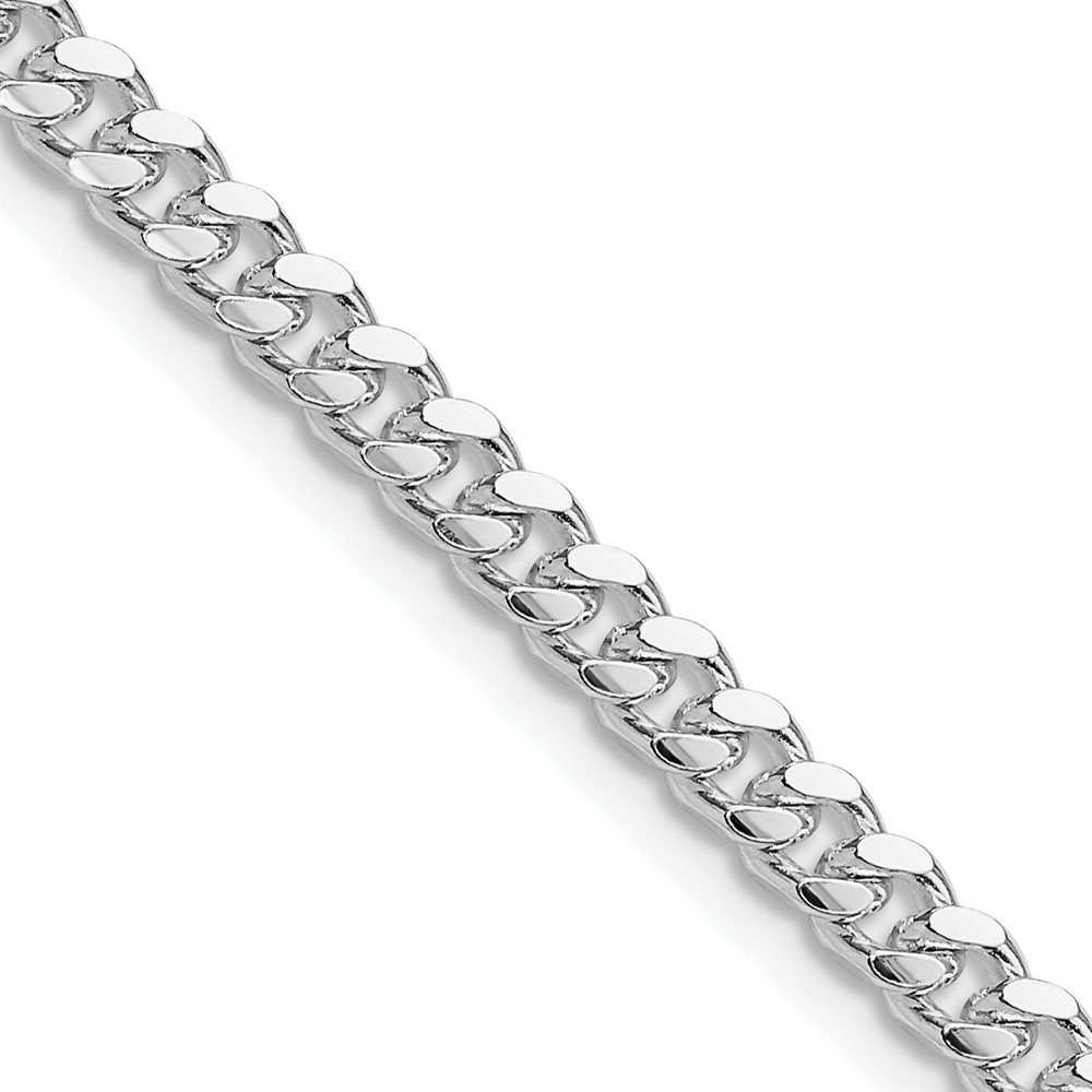 Sterling Silver Rhodium-plated 4mm Domed w/ Side D/C Curb Chain (QRC120R-18)