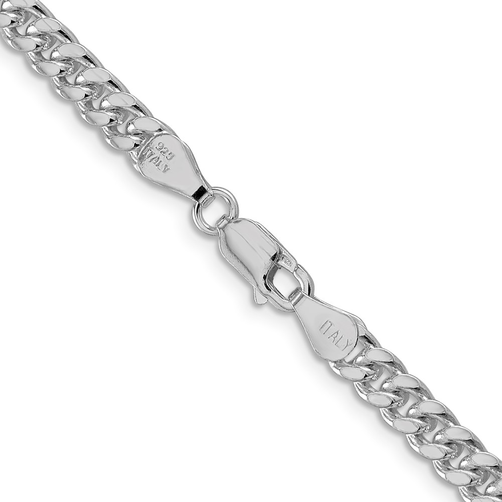 Sterling Silver Rhodium-plated 5mm Domed w/ Side D/C Curb Chain (QRC150R-22)