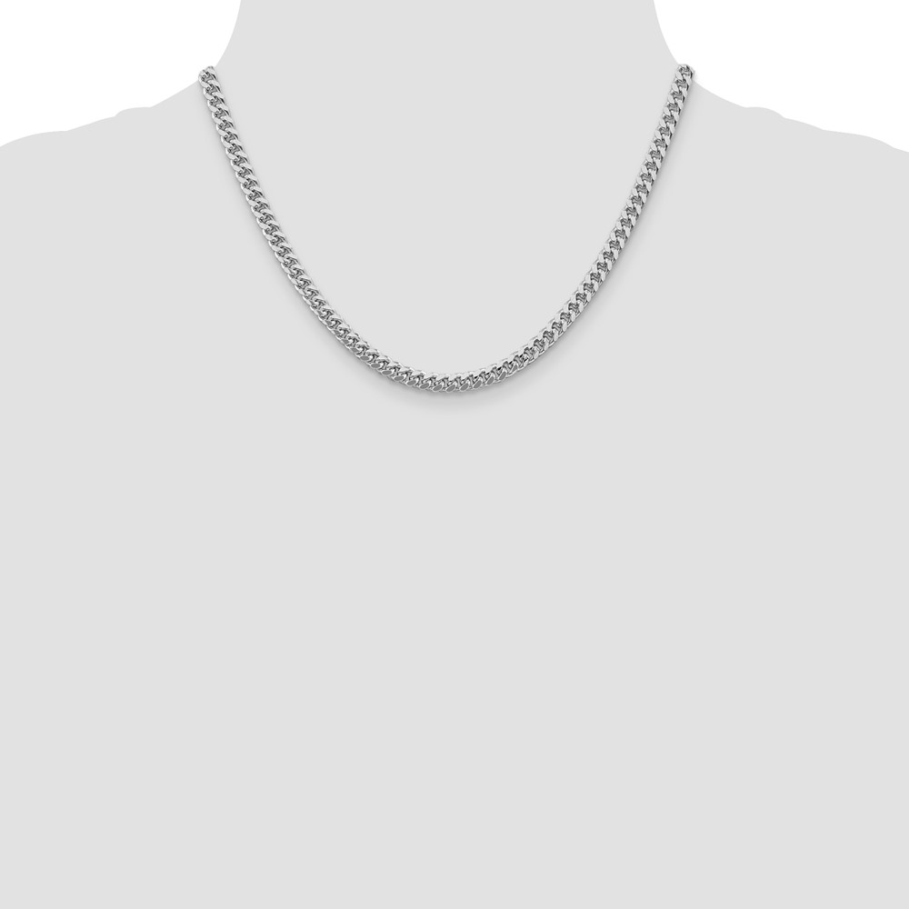 Sterling Silver Rhodium-plated 5mm Domed w/ Side D/C Curb Chain (QRC150R-18)