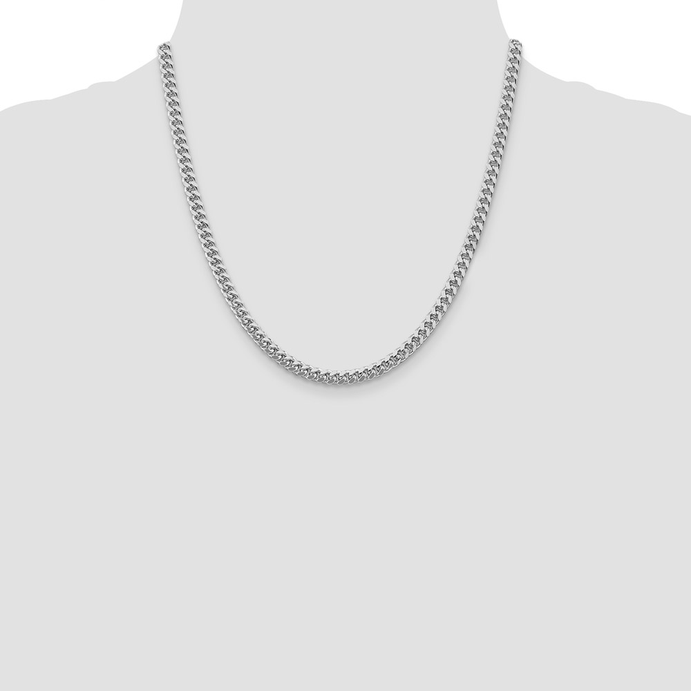 Sterling Silver Rhodium-plated 5mm Domed w/ Side D/C Curb Chain (QRC150R-20)