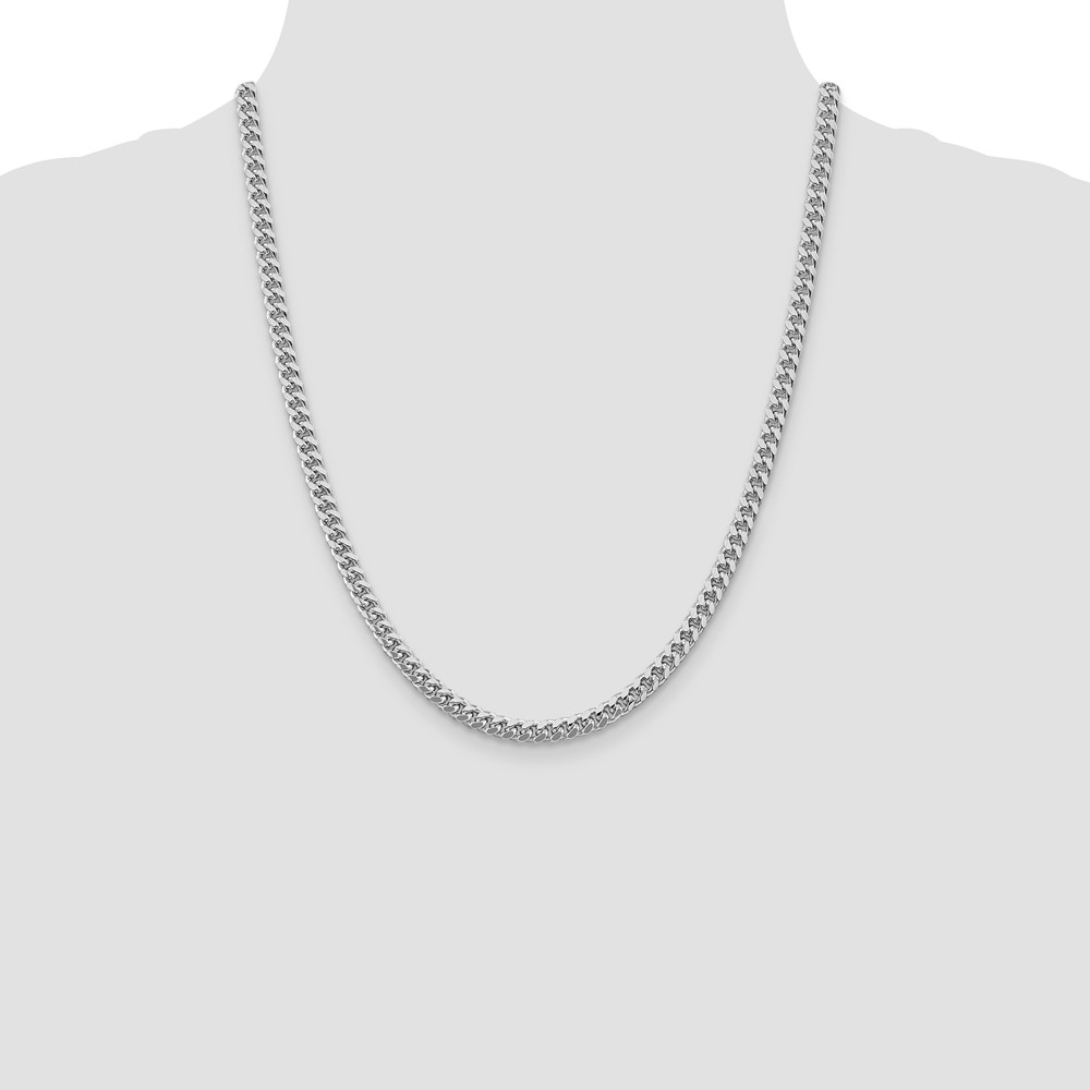 Sterling Silver Rhodium-plated 5mm Domed w/ Side D/C Curb Chain (QRC150R-22)