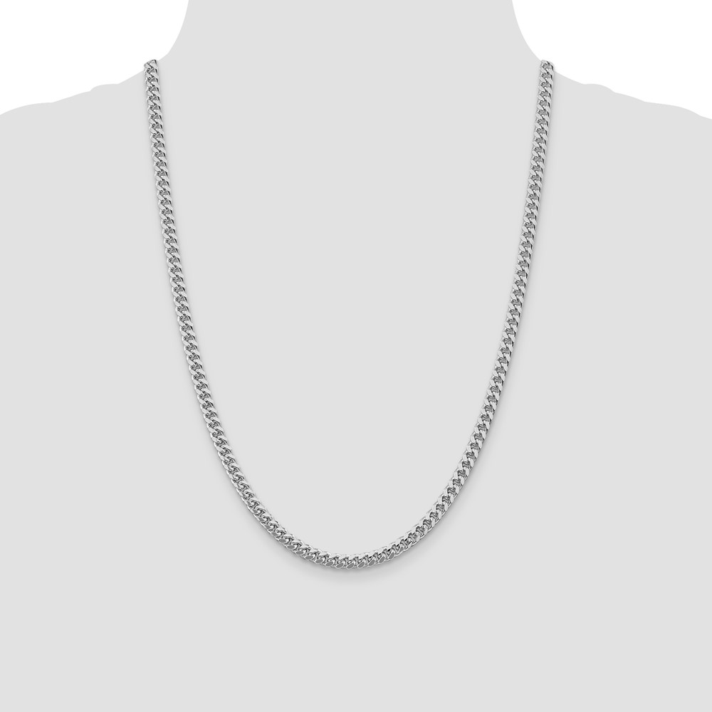 Sterling Silver Rhodium-plated 5mm Domed w/ Side D/C Curb Chain (QRC150R-24)