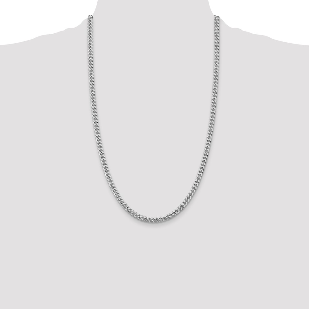 Sterling Silver Rhodium-plated 5mm Domed w/ Side D/C Curb Chain (QRC150R-26)