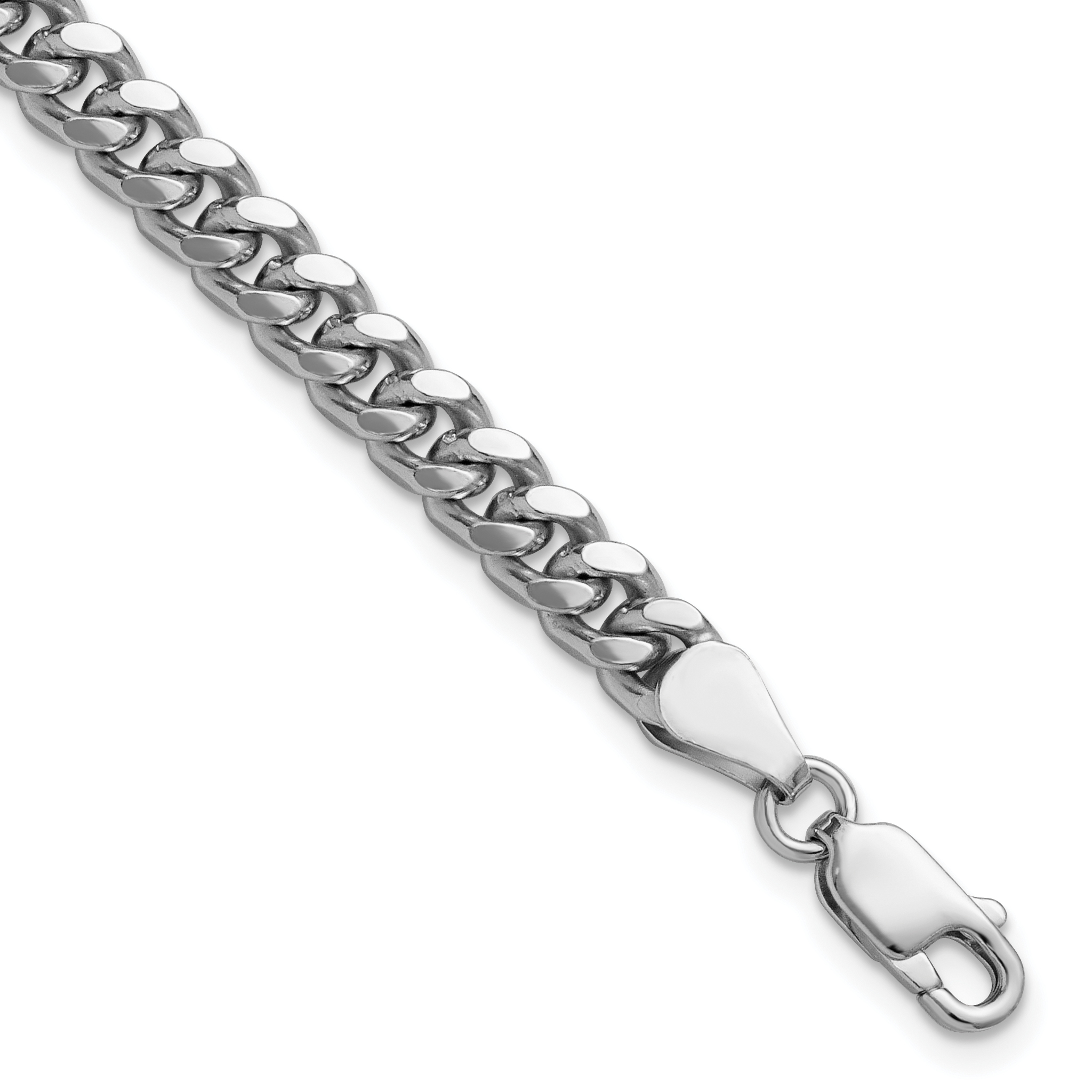 Sterling Silver Rhodium-plated 5mm Domed w/ Side D/C Curb Chain (QRC150R-7)