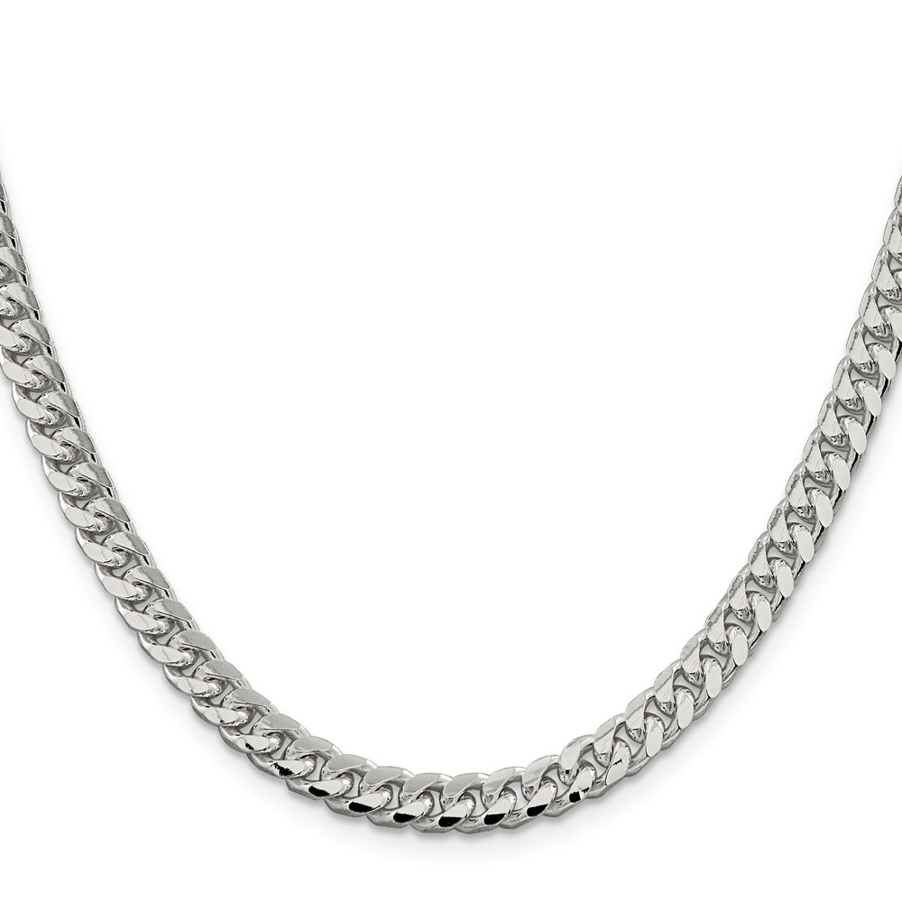 Sterling Silver 6mm Domed w/ Side D/C Curb Chain (QRC180-24)