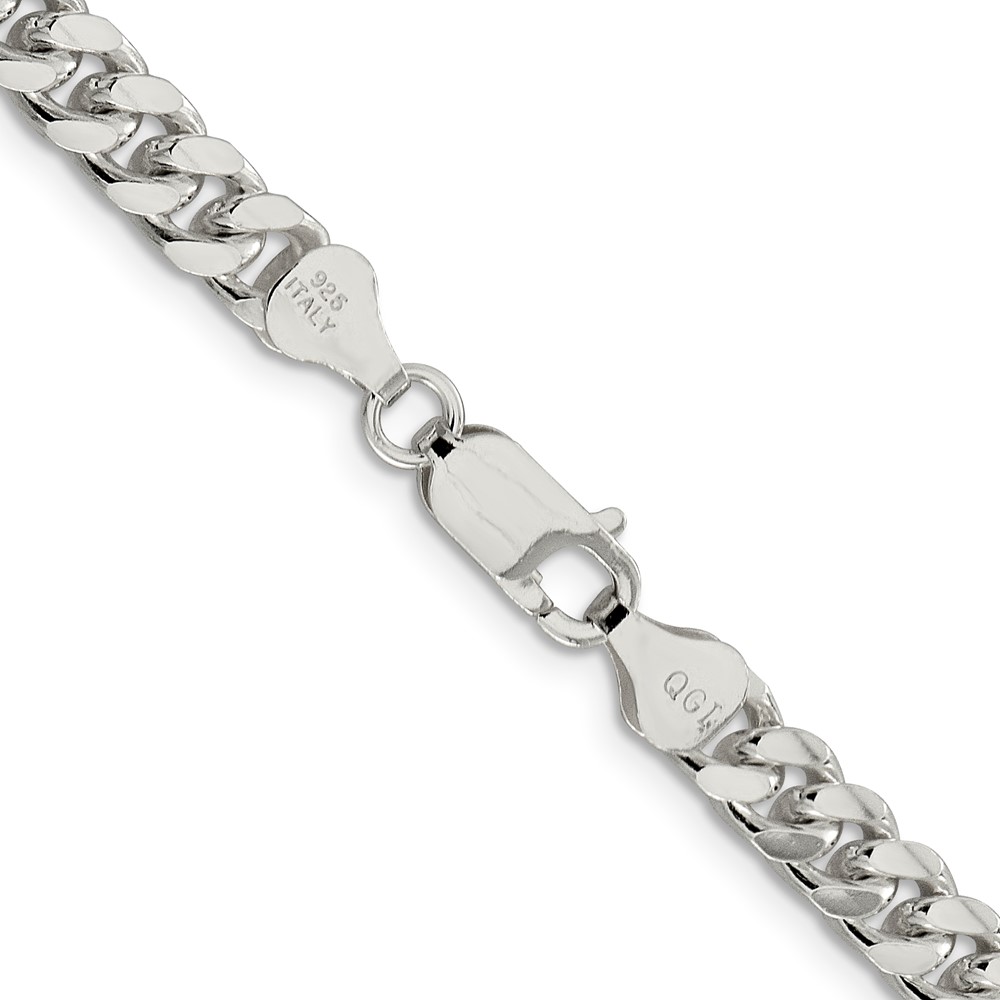 Sterling Silver 6mm Domed w/ Side D/C Curb Chain (QRC180-24)