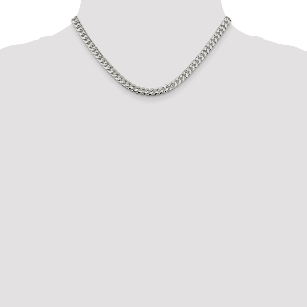 Sterling Silver 6mm Domed w/ Side D/C Curb Chain (QRC180-16)