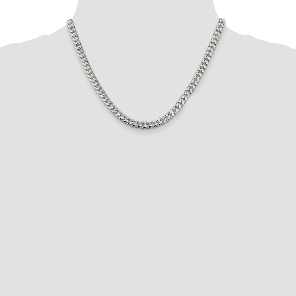 Sterling Silver 6mm Domed w/ Side D/C Curb Chain (QRC180-18)