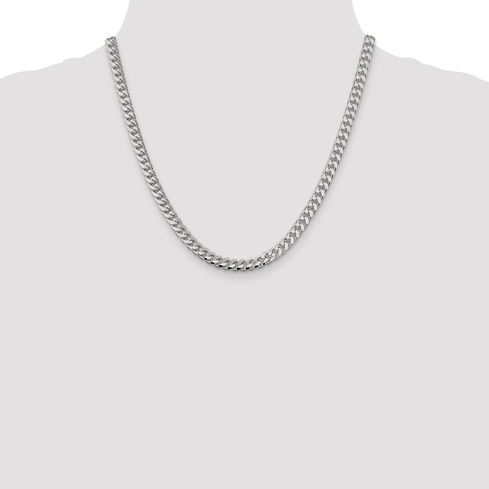 Sterling Silver 6mm Domed w/ Side D/C Curb Chain (QRC180-20)