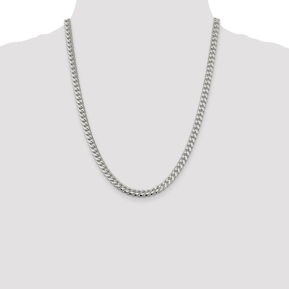Sterling Silver 6mm Domed w/ Side D/C Curb Chain (QRC180-22)