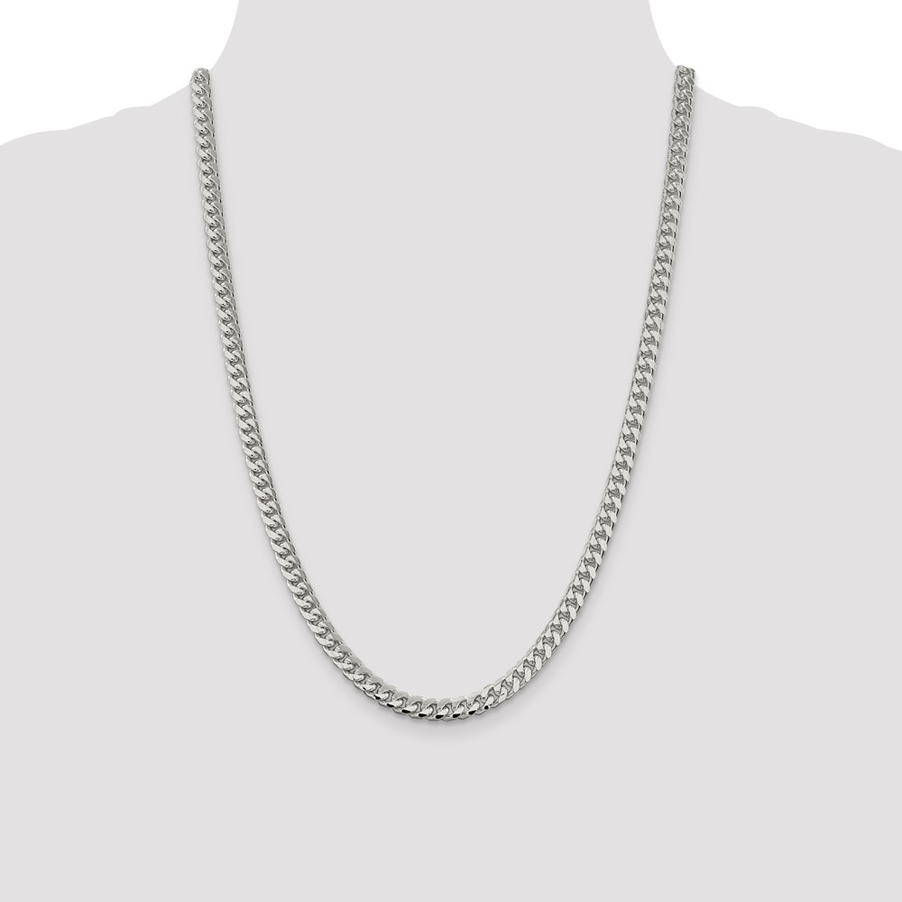 Sterling Silver 6mm Domed w/ Side D/C Curb Chain (QRC180-24)