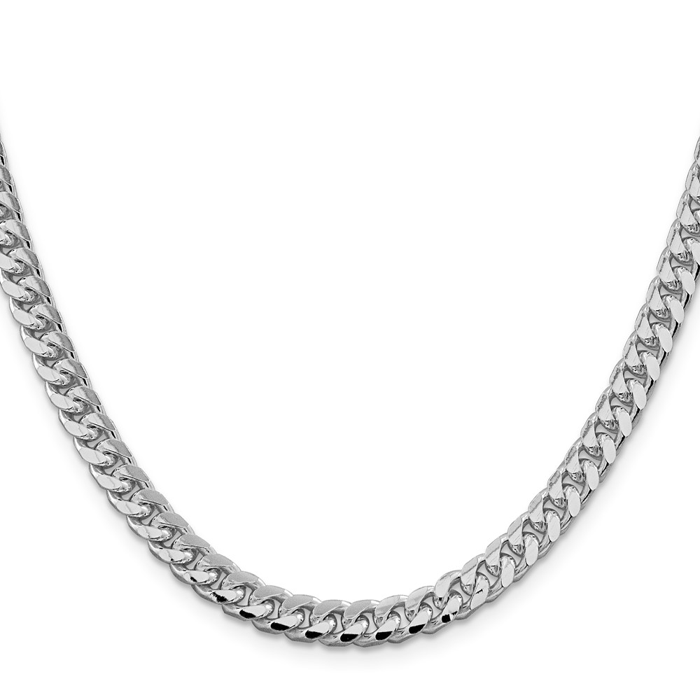Sterling Silver Rhodium-plated 6mm Domed w/ Side D/C Curb Chain (QRC180R-22)