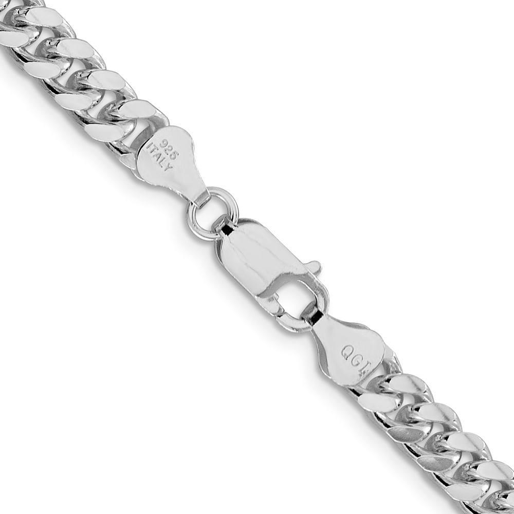 Sterling Silver Rhodium-plated 6mm Domed w/ Side D/C Curb Chain (QRC180R-22)