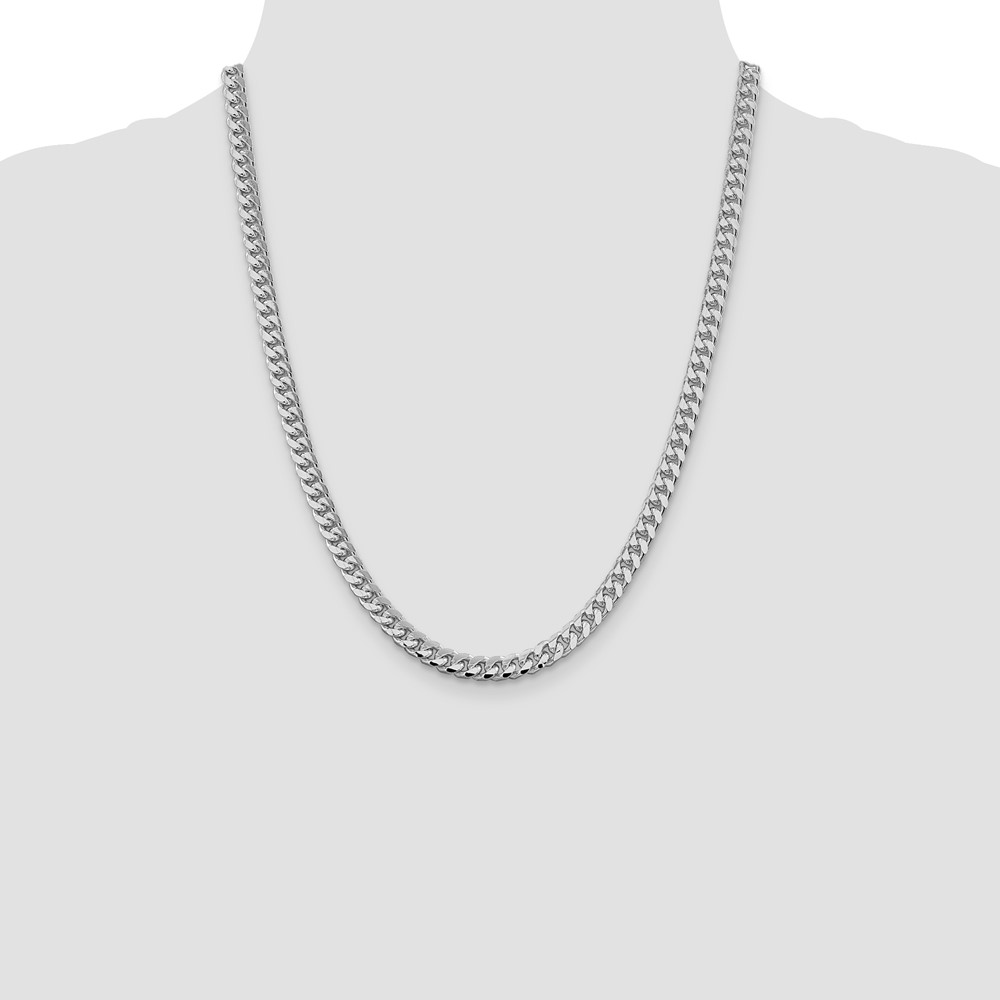 Sterling Silver Rhodium-plated 6mm Domed w/ Side D/C Curb Chain (QRC180R-22)