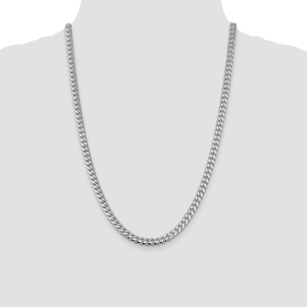 Sterling Silver Rhodium-plated 6mm Domed w/ Side D/C Curb Chain (QRC180R-24)