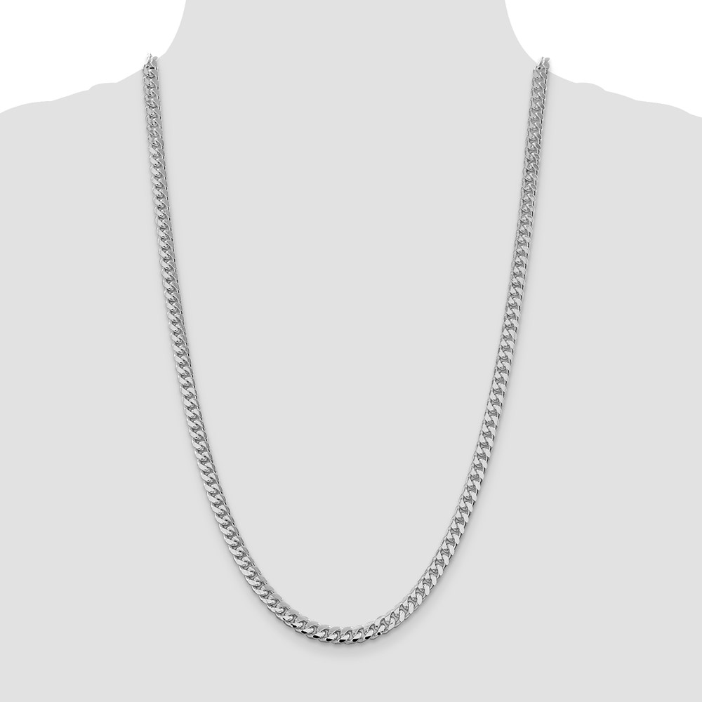 Sterling Silver Rhodium-plated 6mm Domed w/ Side D/C Curb Chain (QRC180R-26)