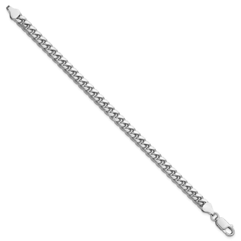 Sterling Silver Rhodium-plated 6mm Domed w/ Side D/C Curb Chain (QRC180R-7)