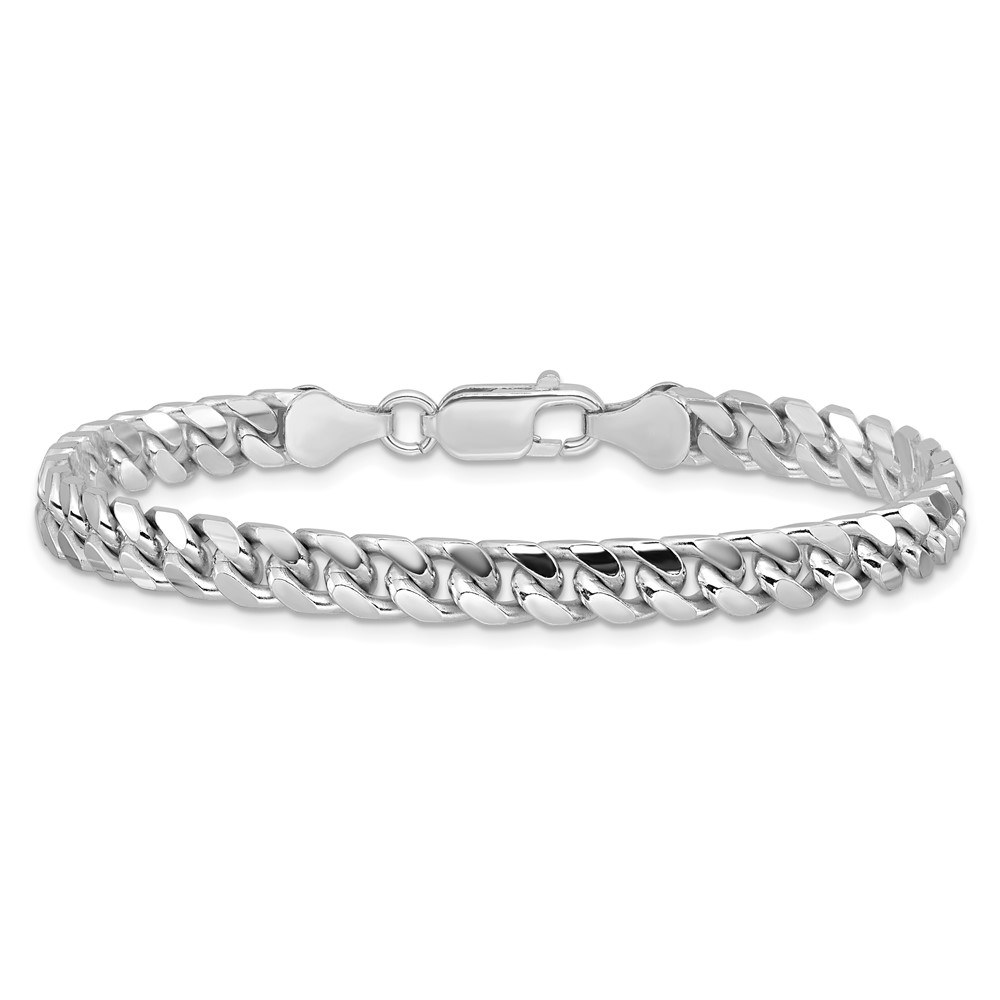 Sterling Silver Rhodium-plated 6mm Domed w/ Side D/C Curb Chain (QRC180R-7)