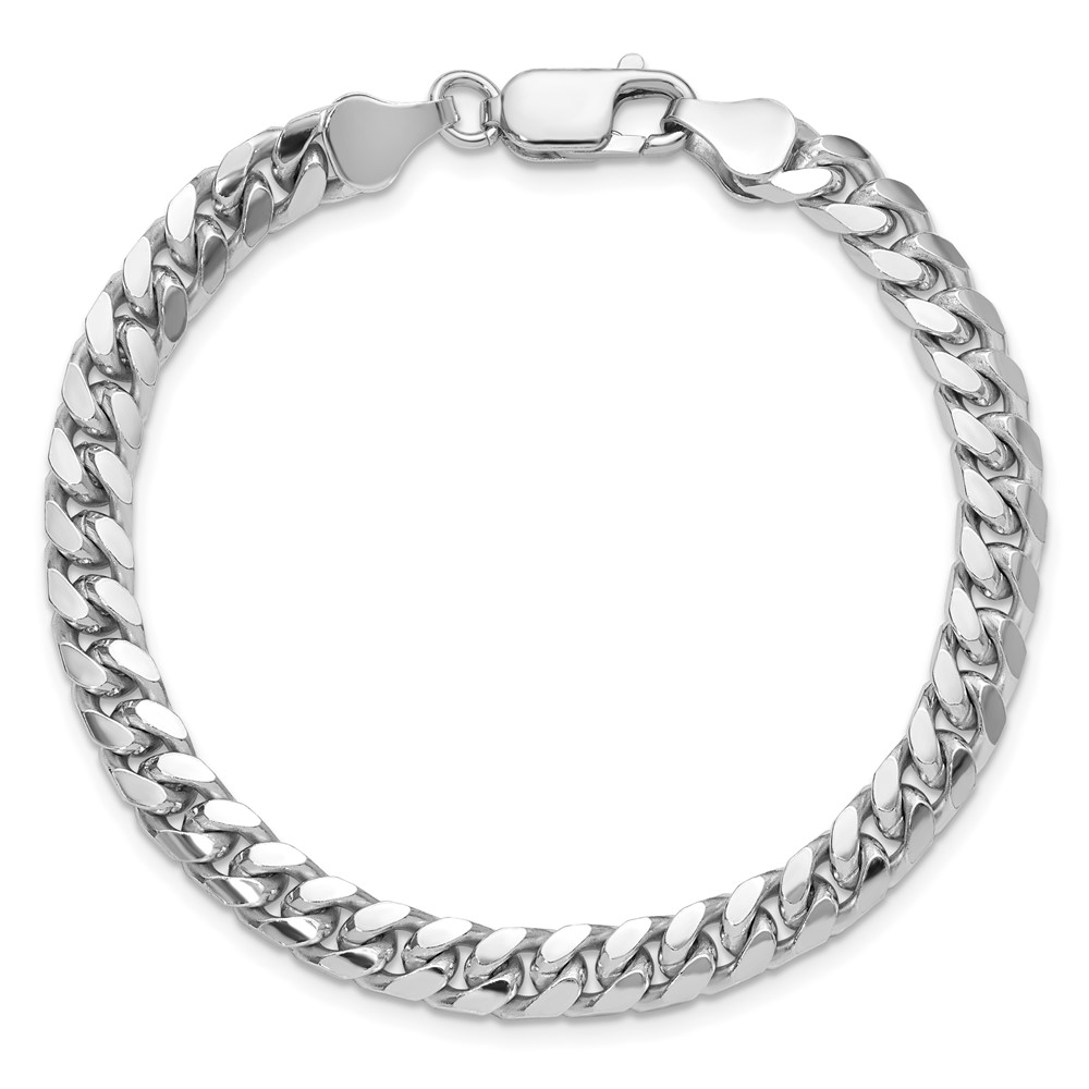 Sterling Silver Rhodium-plated 6mm Domed w/ Side D/C Curb Chain (QRC180R-7)