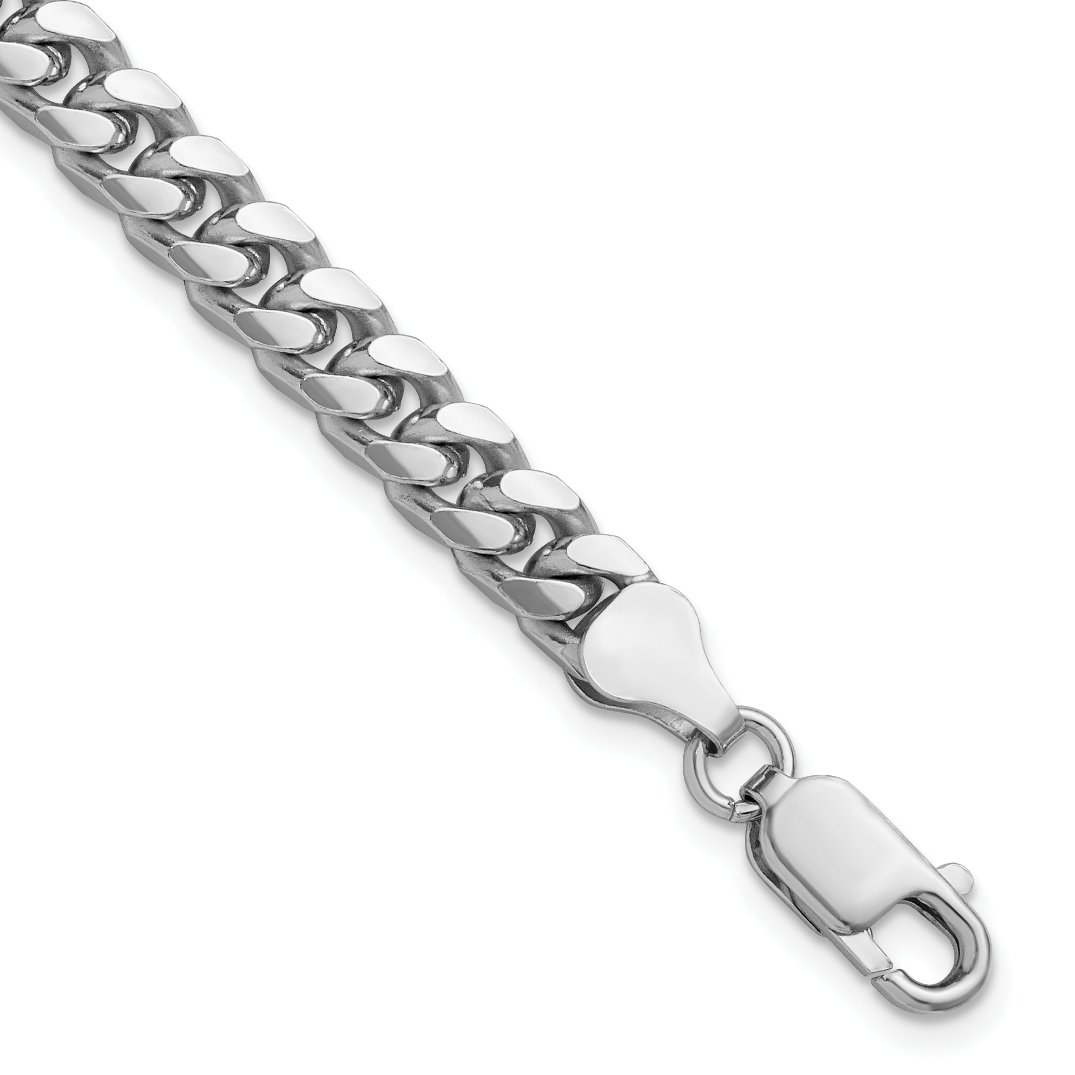 Sterling Silver Rhodium-plated 6mm Domed w/ Side D/C Curb Chain (QRC180R-7)