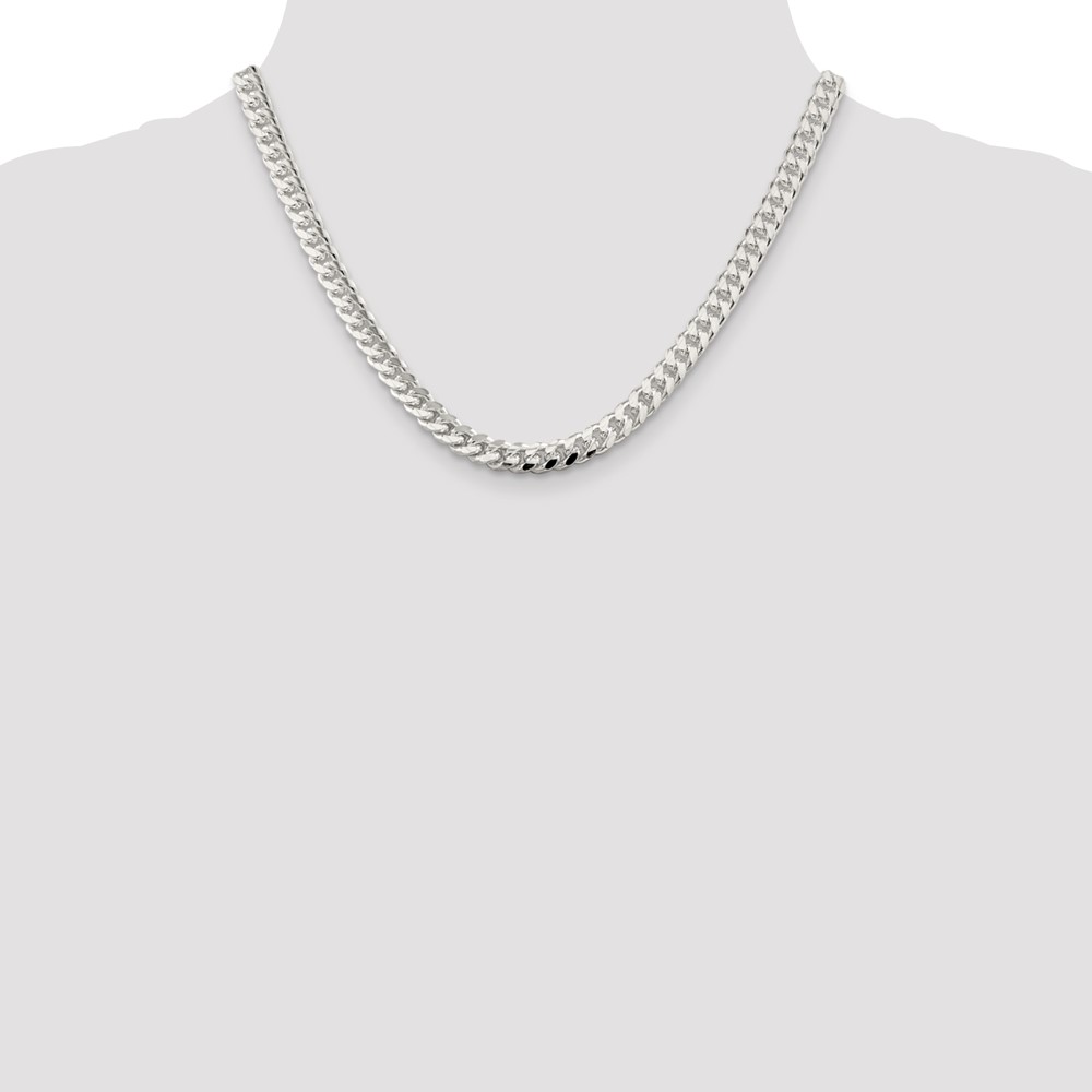 Sterling Silver 7mm Domed w/ Side D/C Curb Chain (QRC200-18)