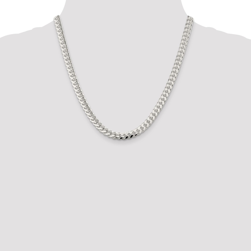 Sterling Silver 7mm Domed w/ Side D/C Curb Chain (QRC200-20)
