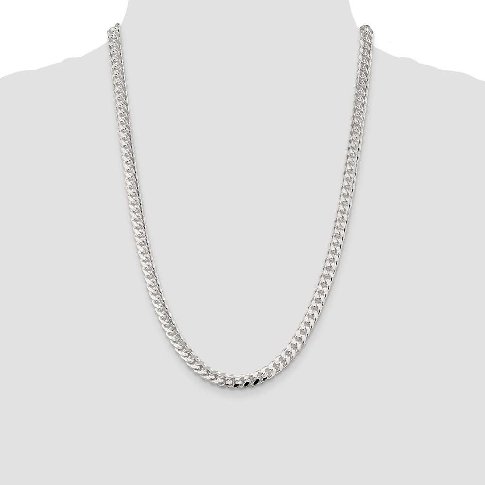 Sterling Silver 7mm Domed w/ Side D/C Curb Chain (QRC200-24)
