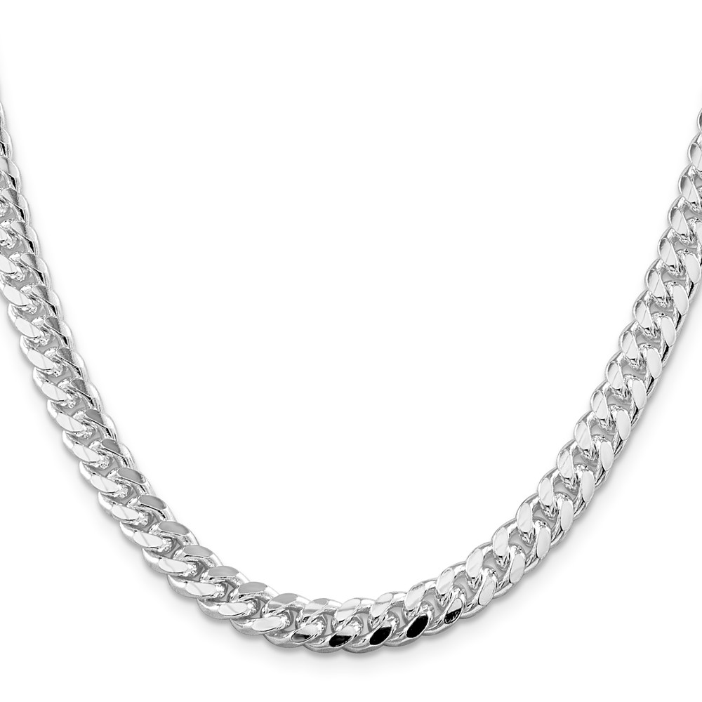 Sterling Silver Rhodium-plated 7mm Domed w/ Side D/C Curb Chain (QRC200R-26)