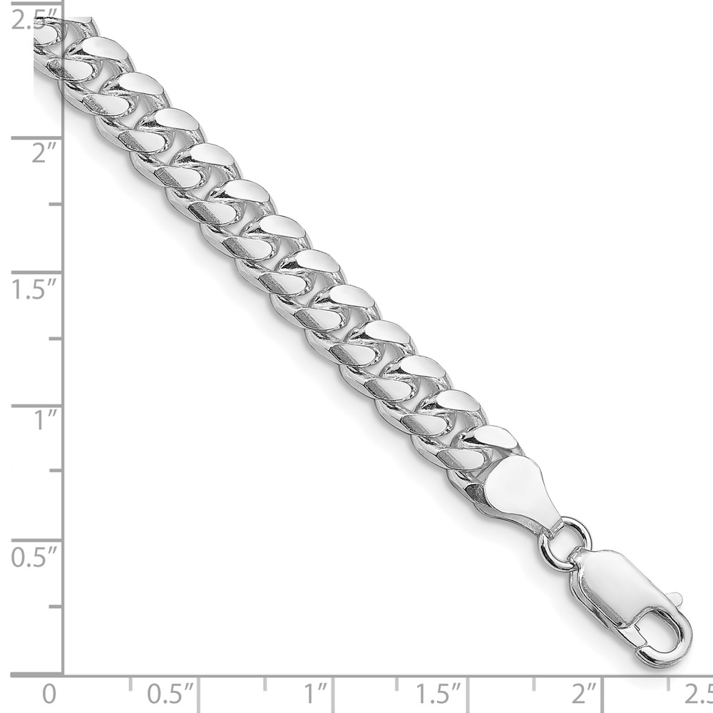 Sterling Silver Rhodium-plated 7mm Domed w/ Side D/C Curb Chain (QRC200R-9)