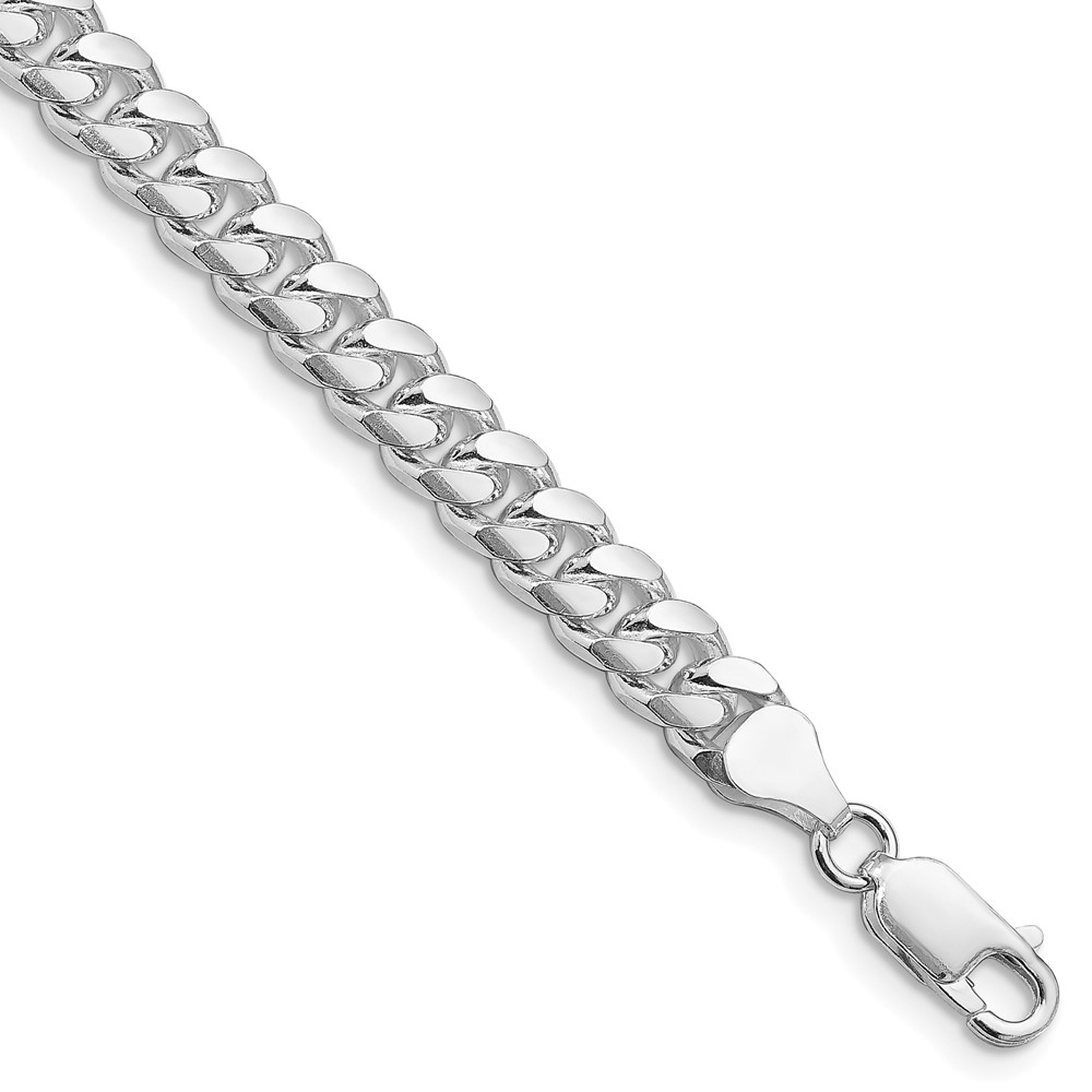 Sterling Silver Rhodium-plated 7mm Domed w/ Side D/C Curb Chain (QRC200R-8)