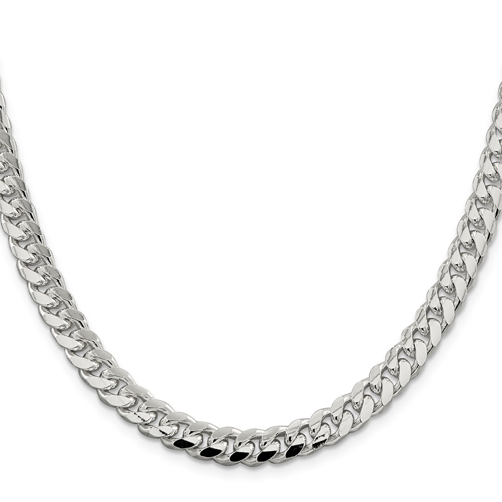Sterling Silver 7.35mm Domed w/ Side D/C Curb Chain (QRC220-24)