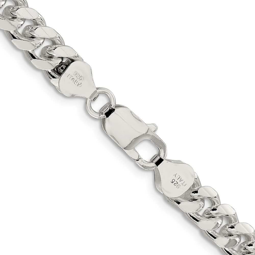 Sterling Silver 7.35mm Domed w/ Side D/C Curb Chain (QRC220-24)