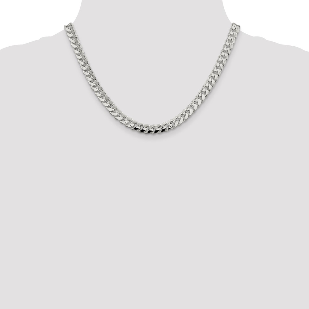 Sterling Silver 7.35mm Domed w/ Side D/C Curb Chain (QRC220-18)