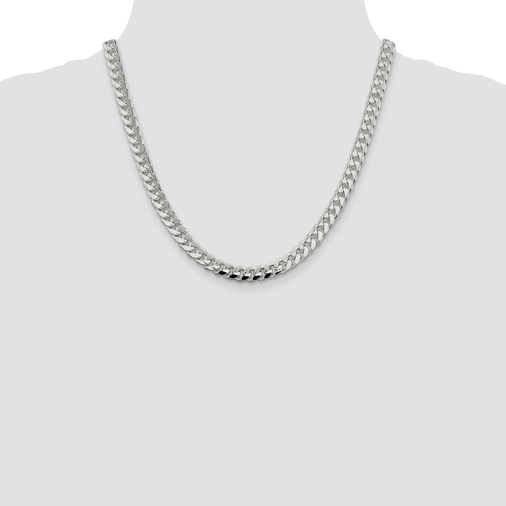 Sterling Silver 7.35mm Domed w/ Side D/C Curb Chain (QRC220-20)