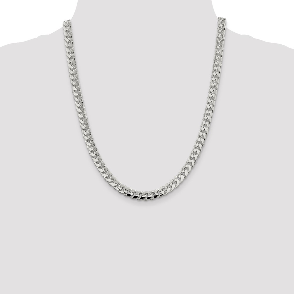 Sterling Silver 7.35mm Domed w/ Side D/C Curb Chain (QRC220-22)