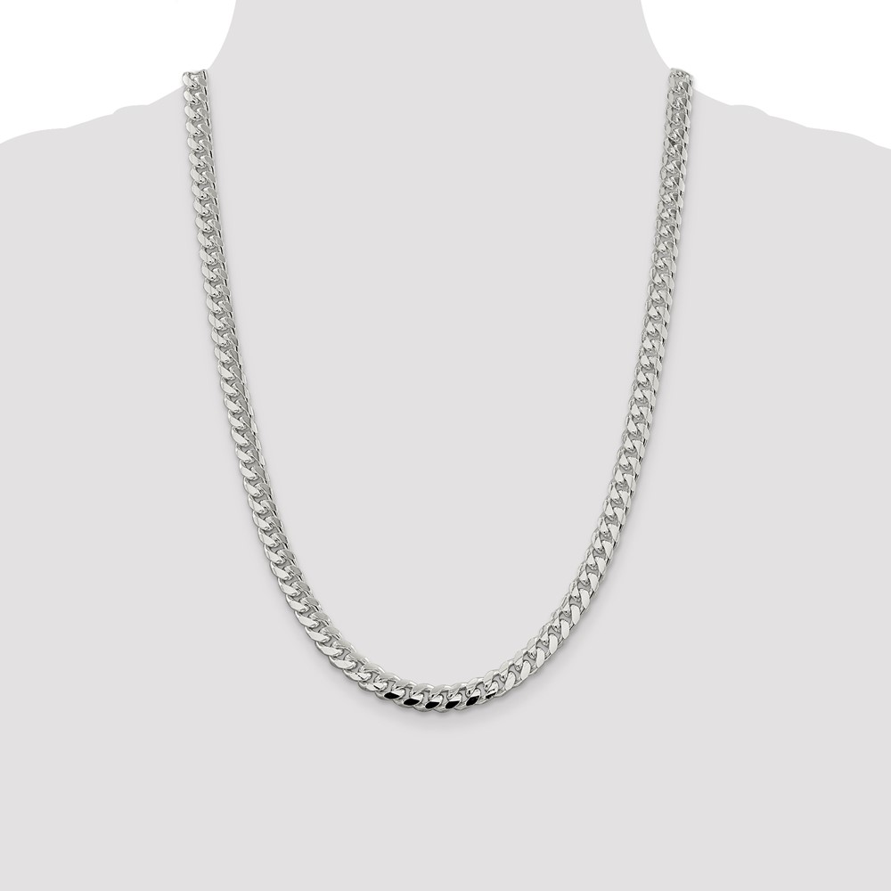 Sterling Silver 7.35mm Domed w/ Side D/C Curb Chain (QRC220-24)