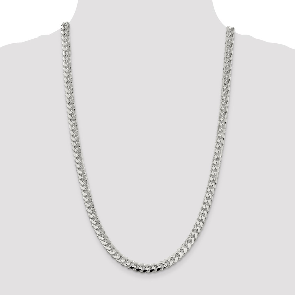 Sterling Silver 7.35mm Domed w/ Side D/C Curb Chain (QRC220-26)